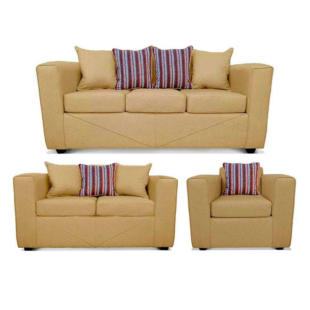 Juego de Living Elegant Detail Santa Fe Sof&aacute; 3 Cuerpos + Sof&aacute; 2 Cuerpos + Sill&oacute;n 1 Cuerpo Beige