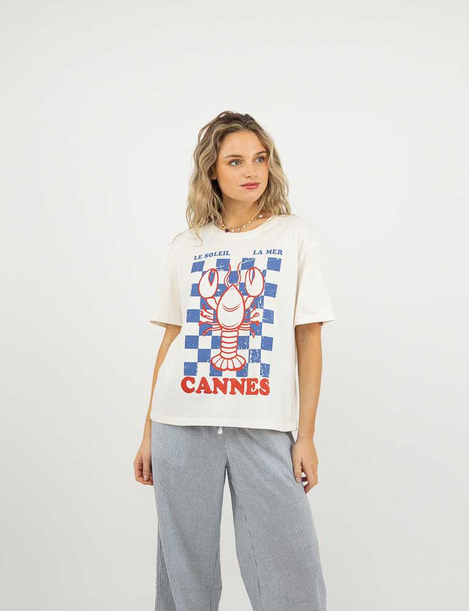 Polera Con Estampado Manga Corta Mujer Icono