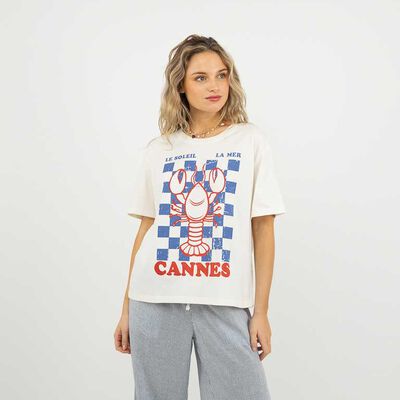 Polera Con Estampado Manga Corta Mujer Icono