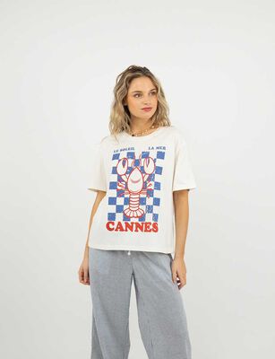 Imagen 1 del producto Polera Con Estampado Manga Corta Mujer Icono Blanco-4