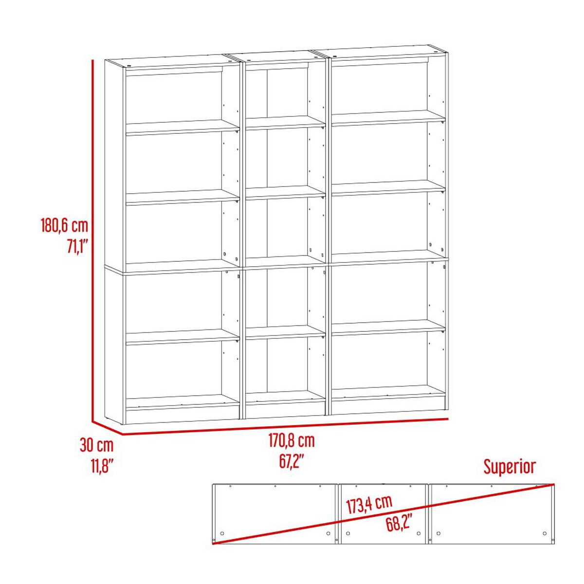 2 Estantes 62 cm + Estante 45 cm TuHome Home Macadamia