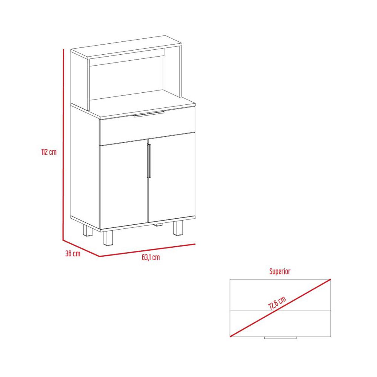 Mueble para Microondas Bajo TuHome Oshawa 2 Puertas 1 Cajón Blanco