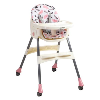 Imagen 2 del producto Silla de Comer Bebe Steps Plegable con Ruedas Rosada Bebesit