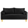 Juego de Living Bodevir Sky Felpa 04 3 Cuerpos + Dos Pouf 1 Cuerpo Negro