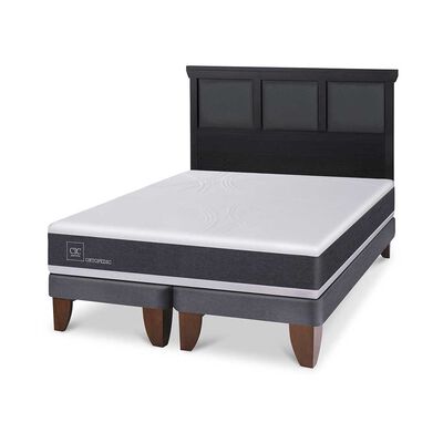 Imagen 2 del producto Cama Europea CIC Base Dividida 2 Plazas Ortopedic + Respaldo Torino Negro