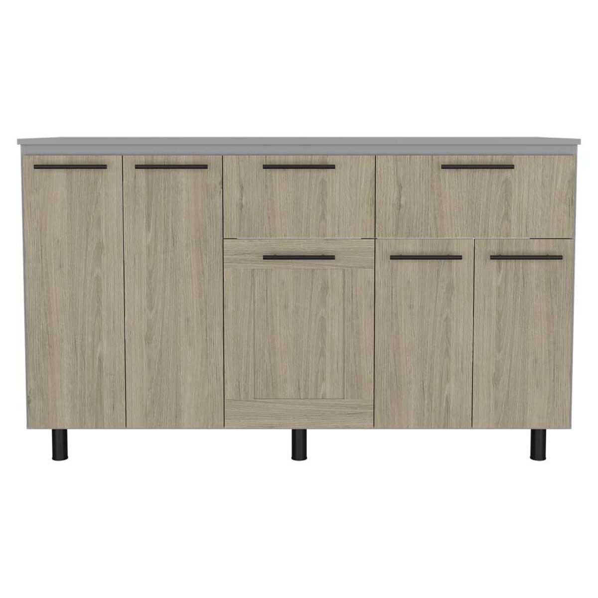 Mueble de Cocina Inferior TuHome Hasselt 2 Puertas 2 Cajones Gris Rovere