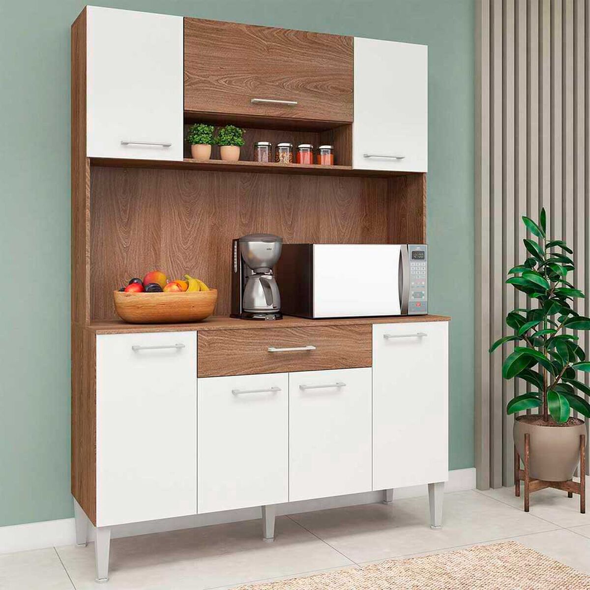 Mueble de Cocina Vekkahome Emi 1 Caj&oacute;n 7 Puertas Caf&eacute;