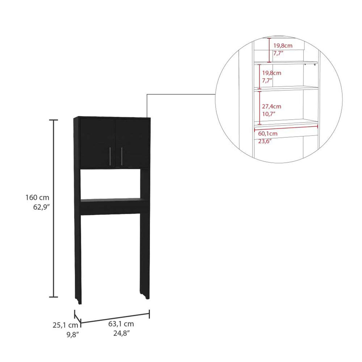 Optimizador de Baño TuHome Barcelona 2 Puertas Wengue