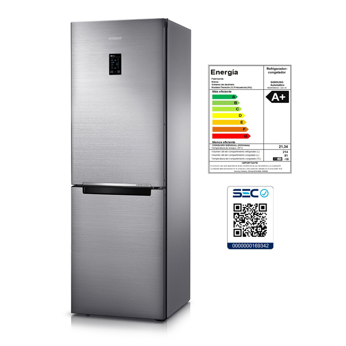 Refrigerador No Frost Samsung RB29FERNDSS/ZS 290 lt.