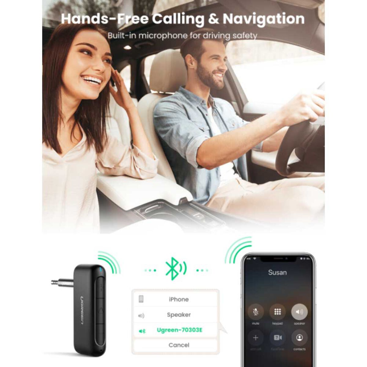 Receptor Audio Plug 3.5Mm Bluetooth 5.0 Recargable Ugreen Cm276