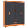 Closet Di Poretti Design Lite 6 Puertas 2 Cajones Café Gris