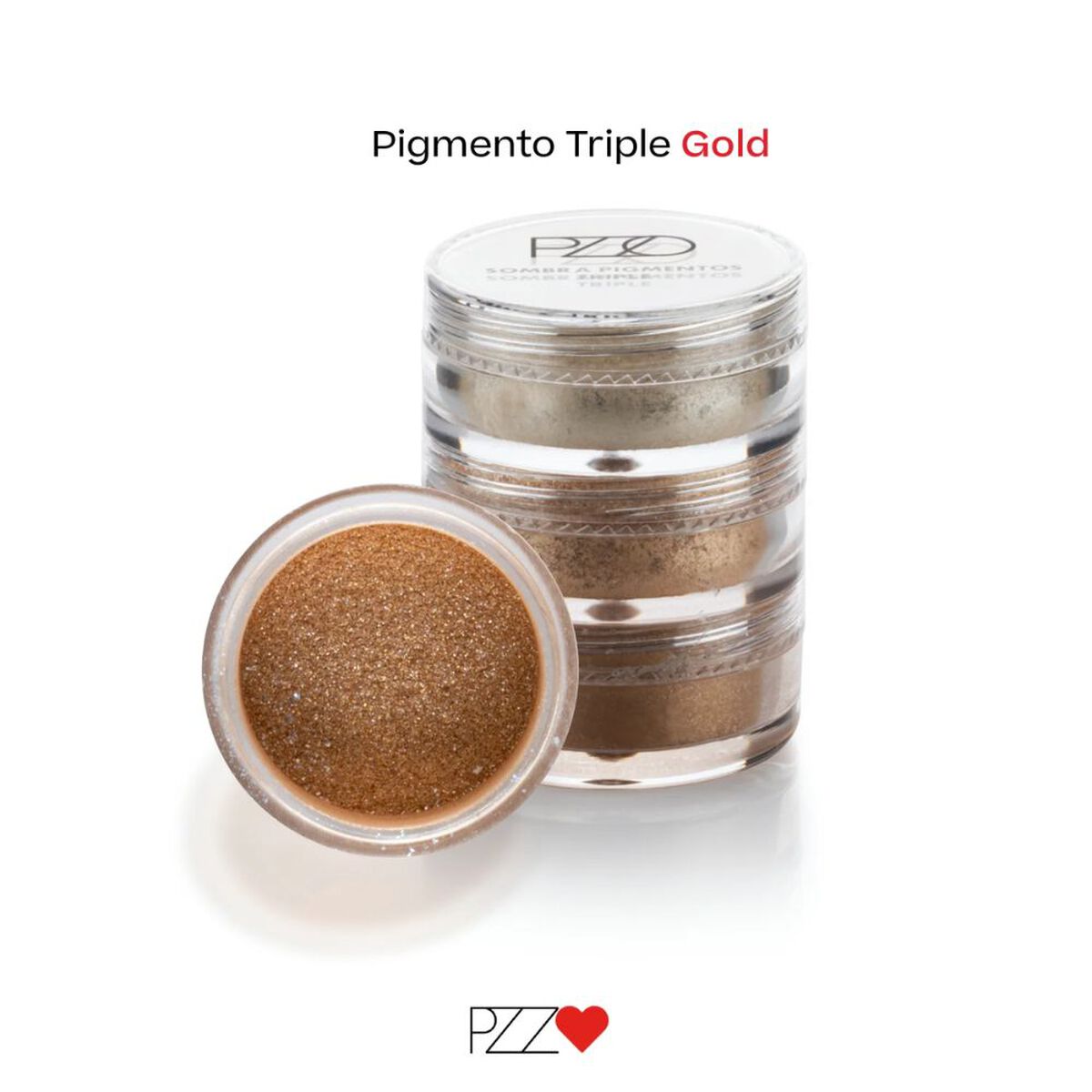 Pack 3 Unidades Sombra Pigmento Triple Glitter Gold Petrizzio