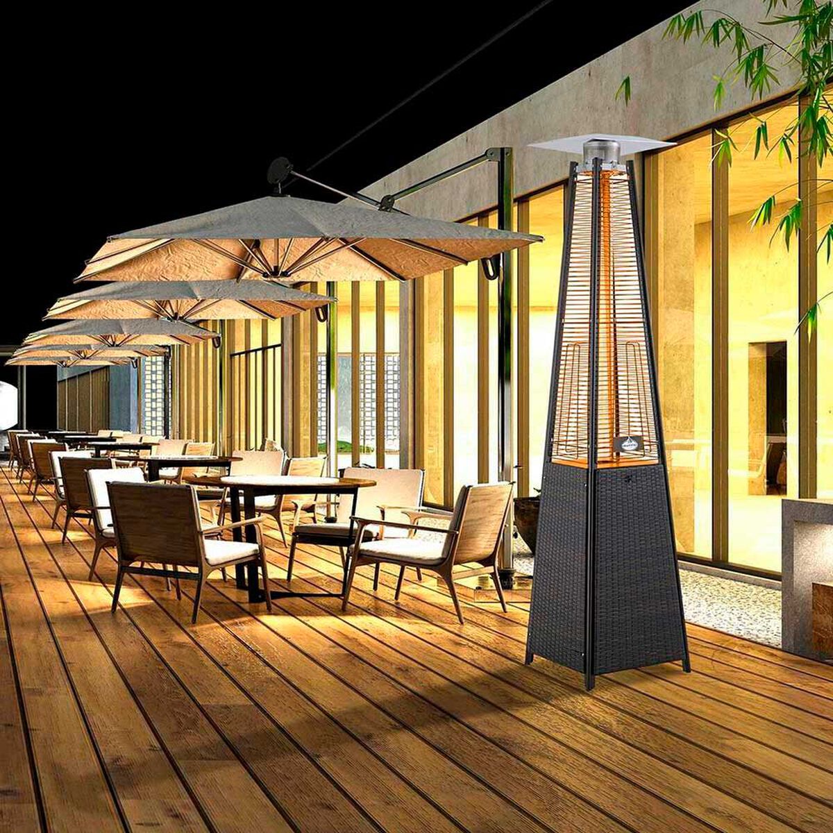Estufa a Gas Exterior Terraza Klyma Obelisk Rattan