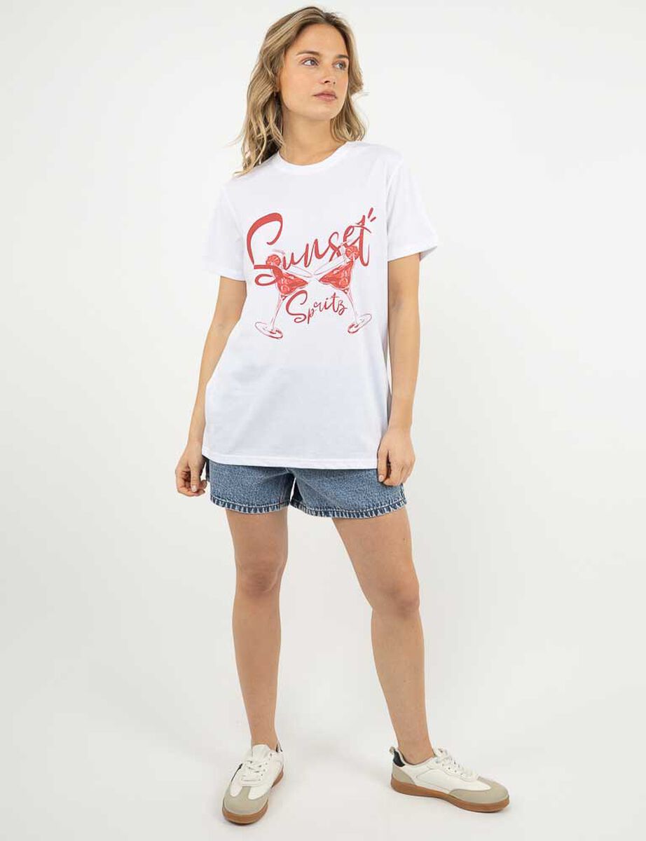 Polera Con Estampado Manga Corta Mujer Icono