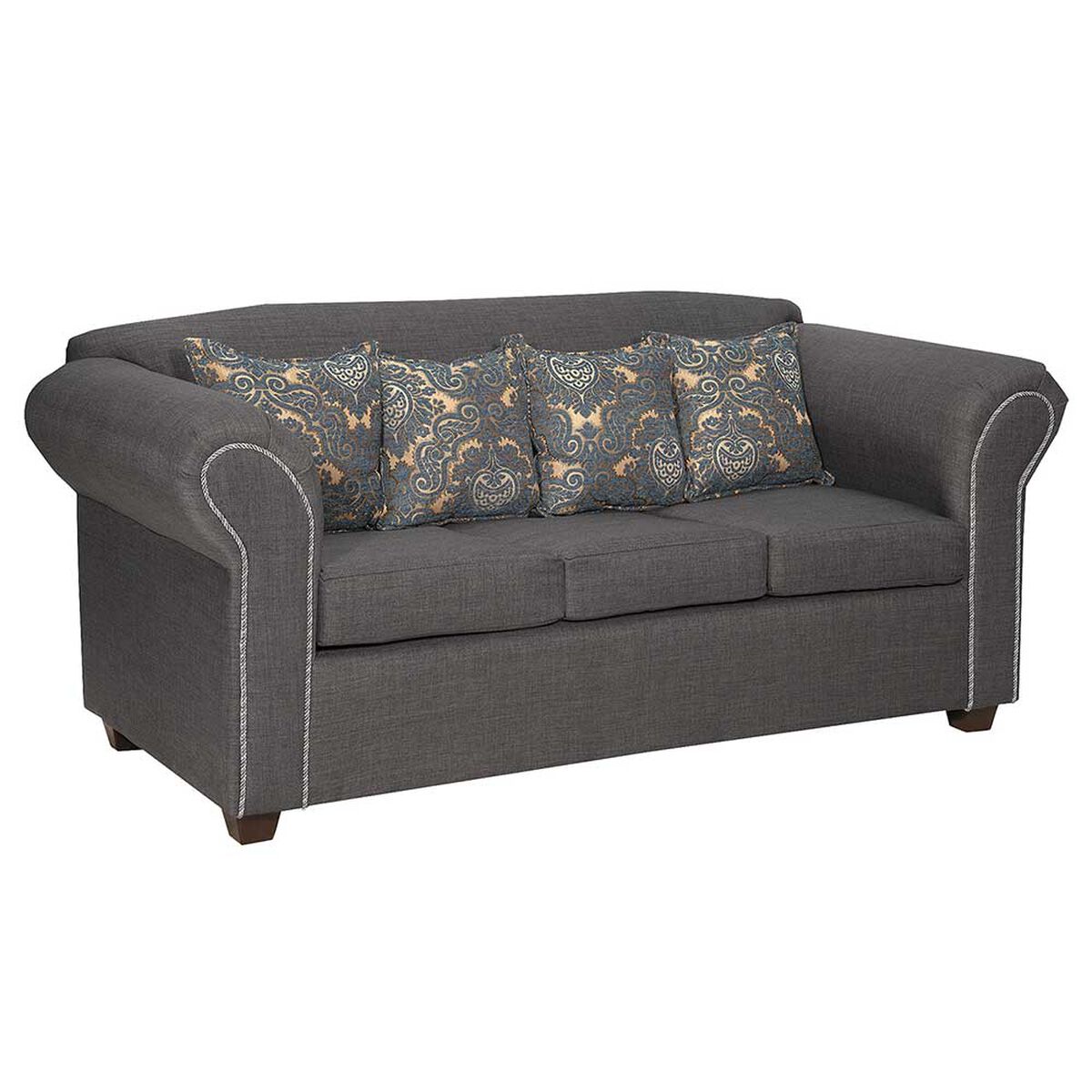 Juego de Living Essenza New Amparo Tela Catania Sofá 3 Cuerpos + Dos Sillones 1 Cuerpo Gris