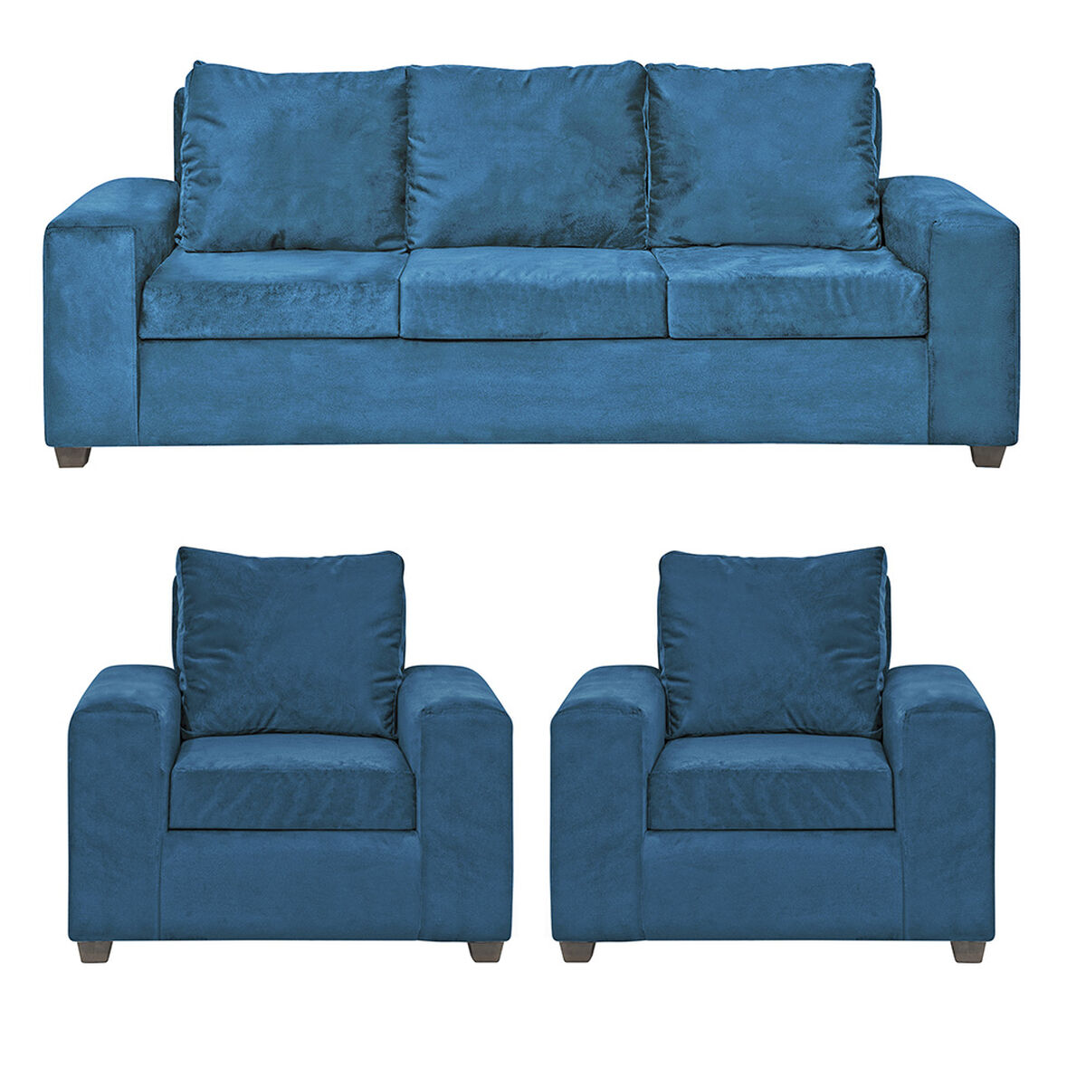Juego de Living Innovamuebles Kahlo Sofá 3 Cuerpos + Dos Sillones 1 Cuerpo Petróleo