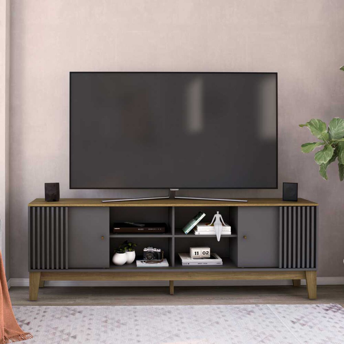 Rack Exit Florencia Hasta 79" Nogal-Grafito