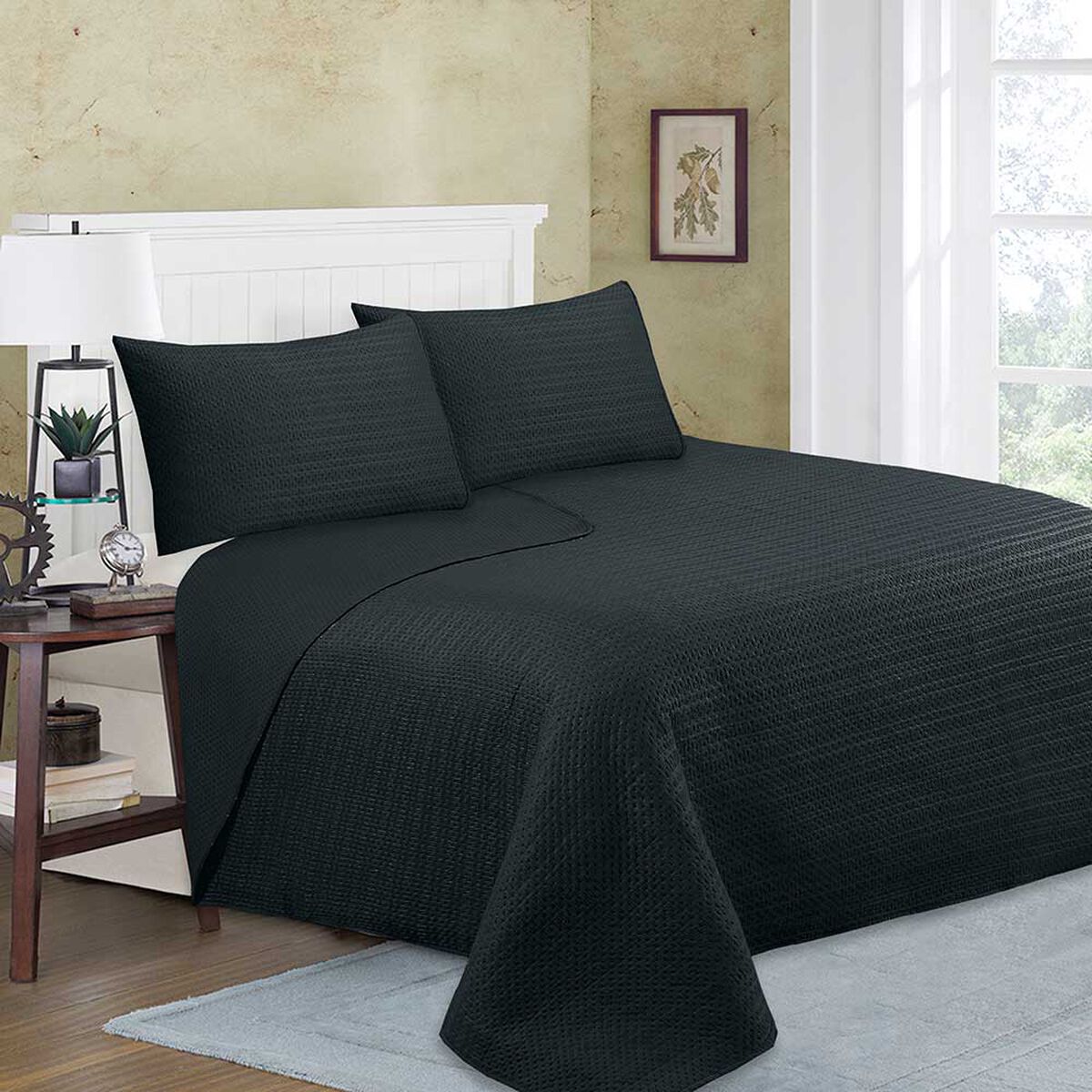 Quilt Doral 2 Plazas Liso Deluxe Negro