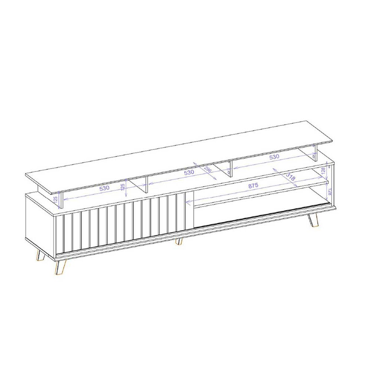 Rack TV Vekkahome Flow Hasta 70" Café Beige