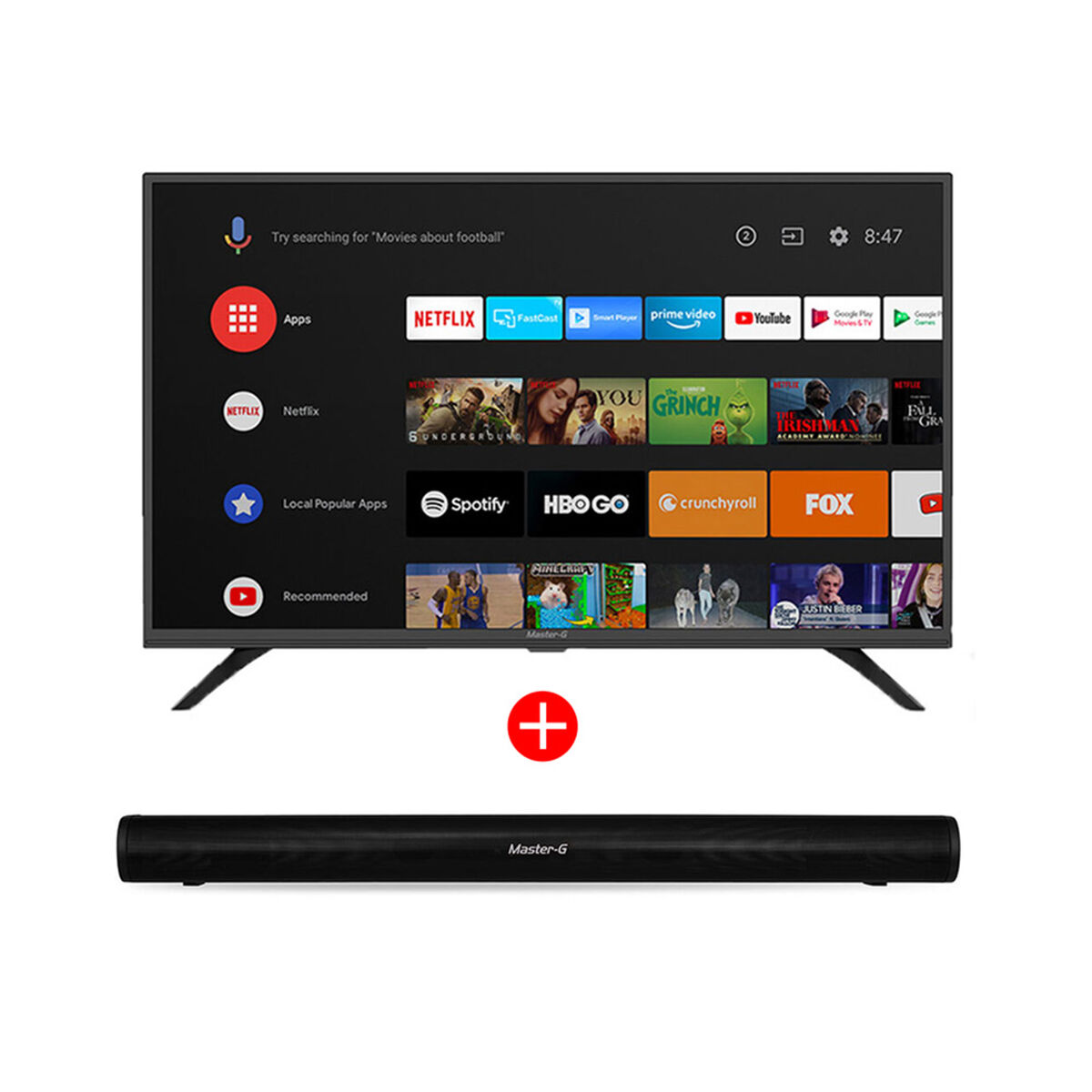 Combo LED 32" Master-G MGA3200 Smart TV HD + Soundbar MGSB250 Negro