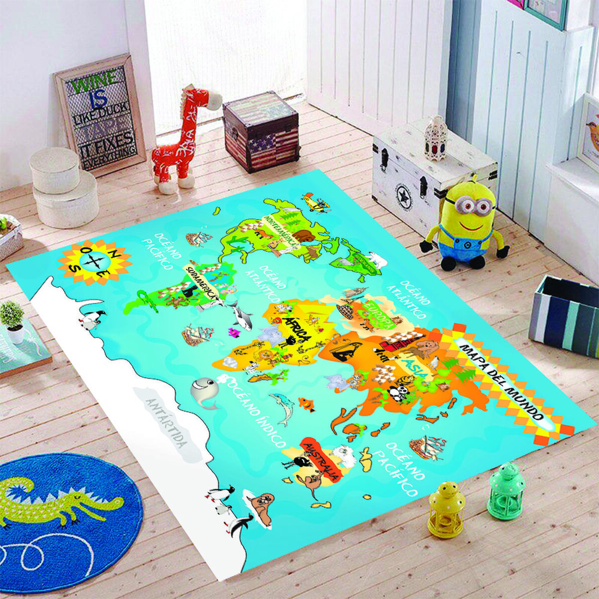 Alfombra Davanti Mapamundi 110 x140 Mapamundi
