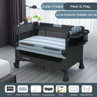 Imagen 2 del producto Cuna Colecho Corral Mecedora 4 en 1 Lubabycas Azul