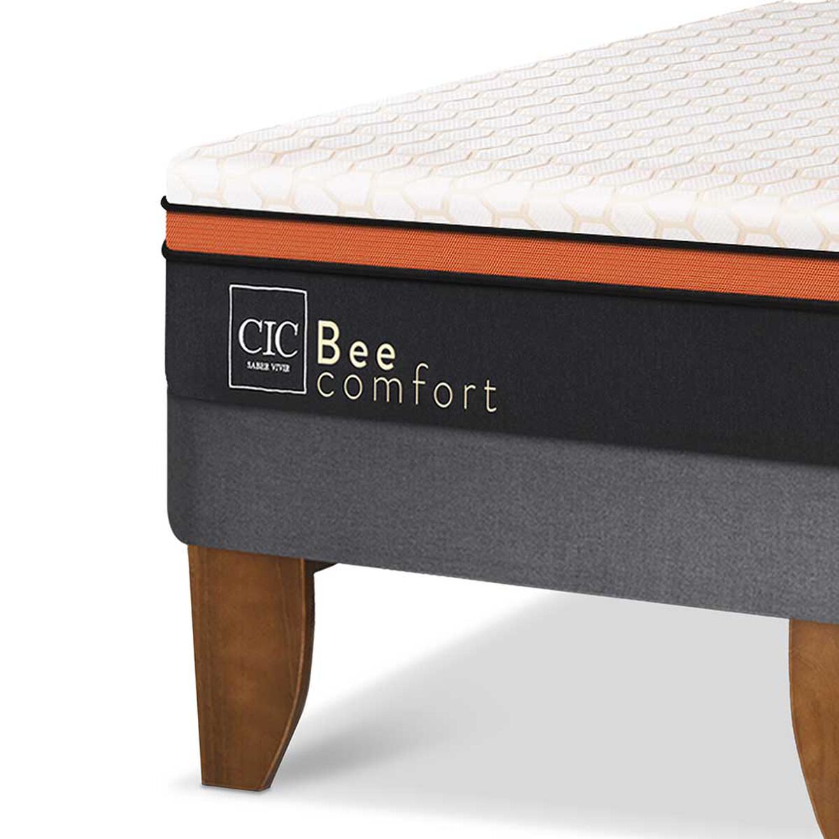 Cama Europea CIC Base Dividida 2 Plazas Beecomfort + Respaldo Milan Negro
