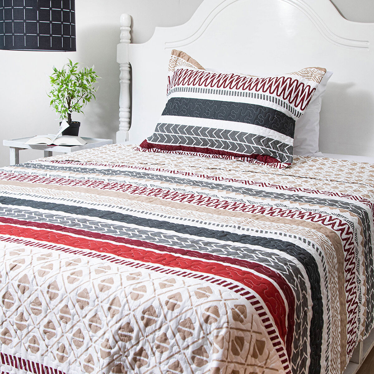 Quilt Doral 1,5 Plazas Patchwork Blanco