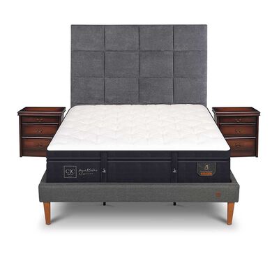 Cama Europea CIC King S&uacute;per Premium + Respaldo + Veladores