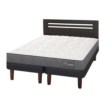 Imagen 2 del producto Cama Europea CIC Base Dividida 2 Plazas Anatomic + Respaldo Munich Gris