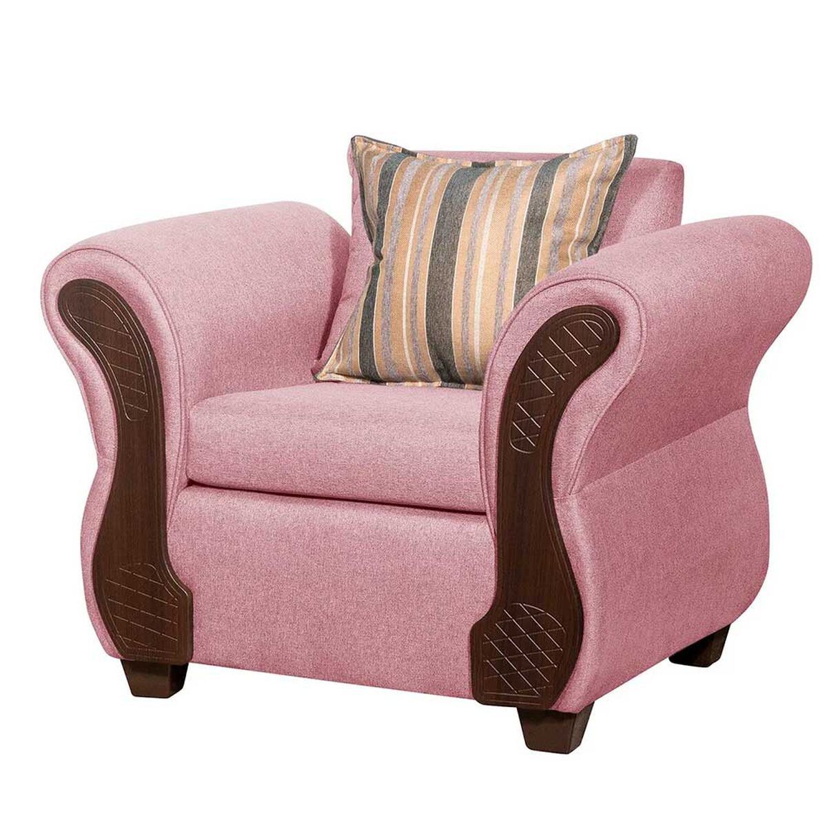 Juego de Living Ruzam Mobel Marsella Sof&aacute; 3 Cuerpos + Dos Sillones 1 Cuerpo Lino Palo Rosa