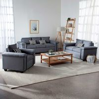 Juegos de Living Mons Sicilia Sofá 3 Cuerpos + Sofá 2 Cuerpos + Sillón 1 Cuerpo Gris