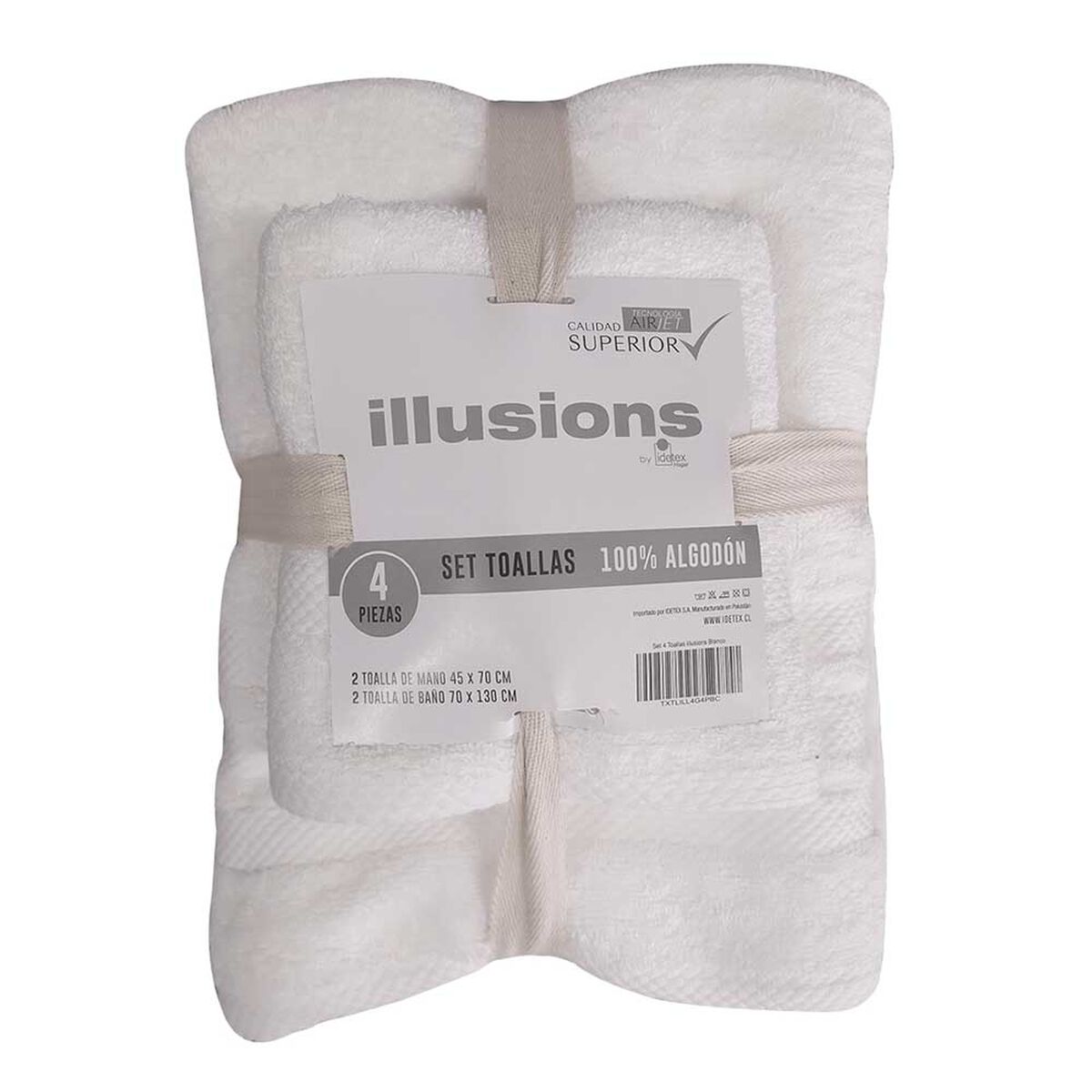 Set Toallas Illusions 4 Piezas Blanco