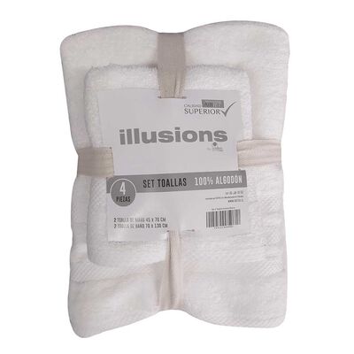 Set Toallas Illusions 4 Piezas Blanco