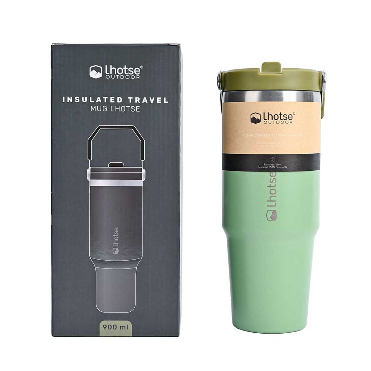 Botella Térmica Insulada Travel Mug 900ml Green Lhotse