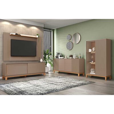 Panel TV 65" + Rack TV 80" + Vitrina + Buffet Decocasa Mondrian Gris