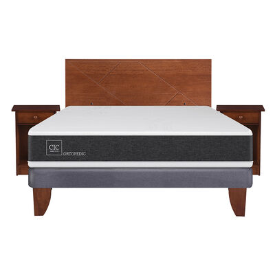 Imagen 1 del producto Cama Europea CIC 2 Plazas Ortopedic + Respaldo + 2 Veladores New Villarrica