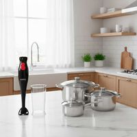 Combo Batería de Cocina Acero D&C Mecina 6 Piezas + Batidora de Inmersión Kioto Kochi 700 ml.