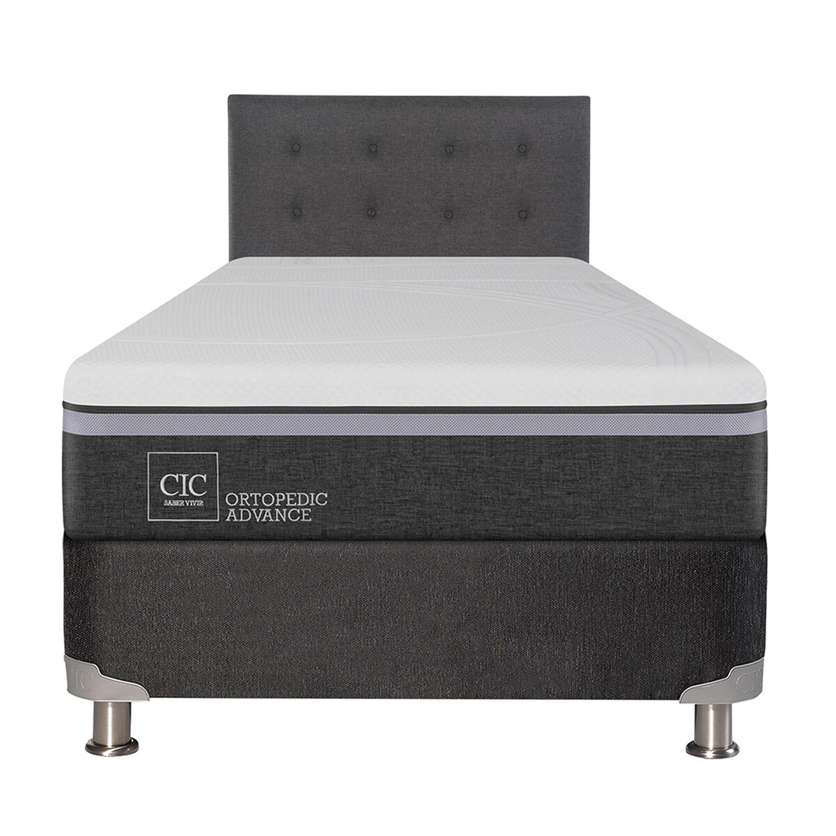 Box Spring CIC 1,5 Plazas Ortopedic Advance + Respaldo Eufrates