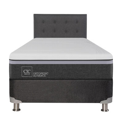Box Spring CIC 1,5 Plazas Ortopedic Advance + Respaldo Eufrates