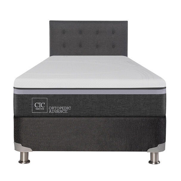 Box Spring CIC 1,5 Plazas Ortopedic Advance + Respaldo Eufrates