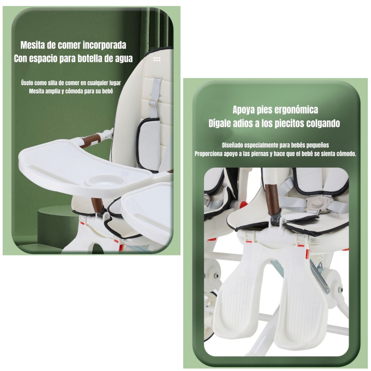 Coche Doble con Mesita de Comer Reclinable Negro LuBabycas