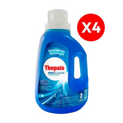 Imagen 1 del producto Combo 4 Detergentes Thopais Active Gel 3 lts.