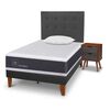 Cama Europea CIC 1,5 Plazas New Ortopedic + Respaldo Eufrates + Velador + Almohada Viscoel&aacute;stica