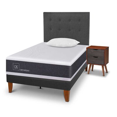 Imagen 2 del producto Cama Europea CIC 1,5 Plazas New Ortopedic + Respaldo Eufrates + Velador + Almohada Viscoelástica