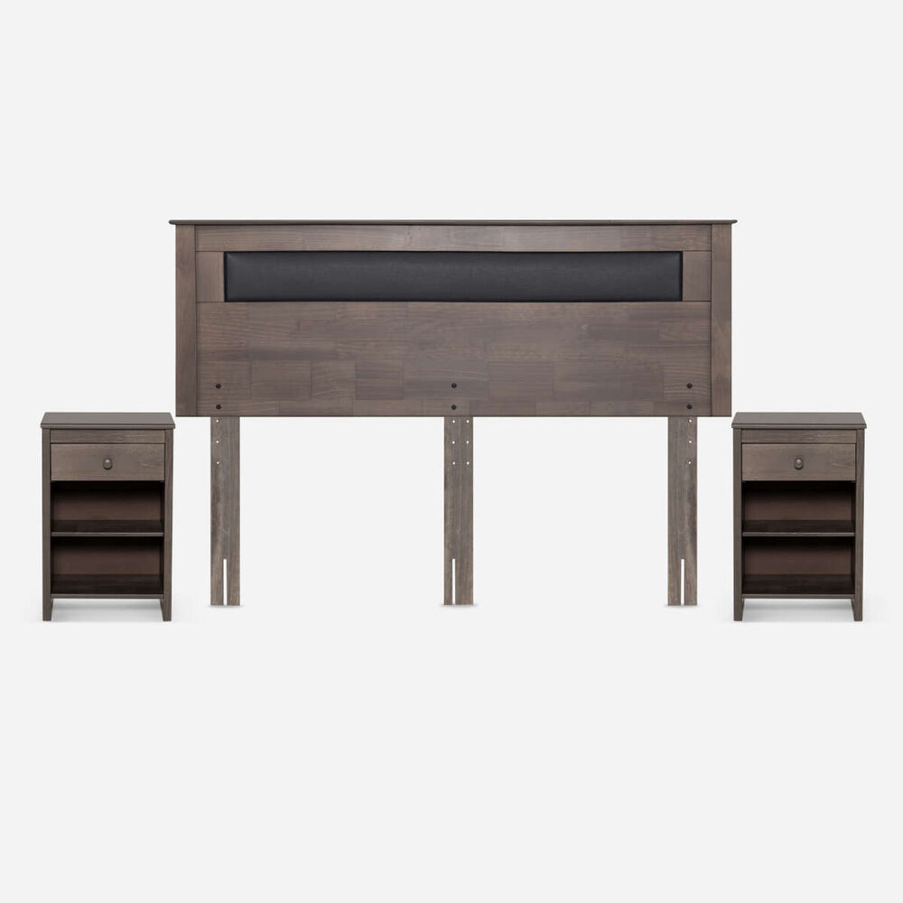Set Respaldo + Veladores Rosen King Ferrara Gris