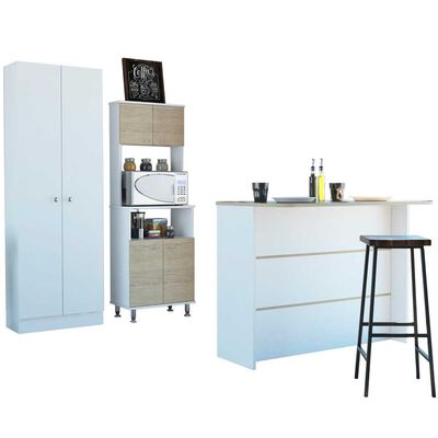 Imagen 2 del producto Combo Mueble Microondas + Barra de Cocina + Optimizador TuHome Kitchen Rovere Blanco