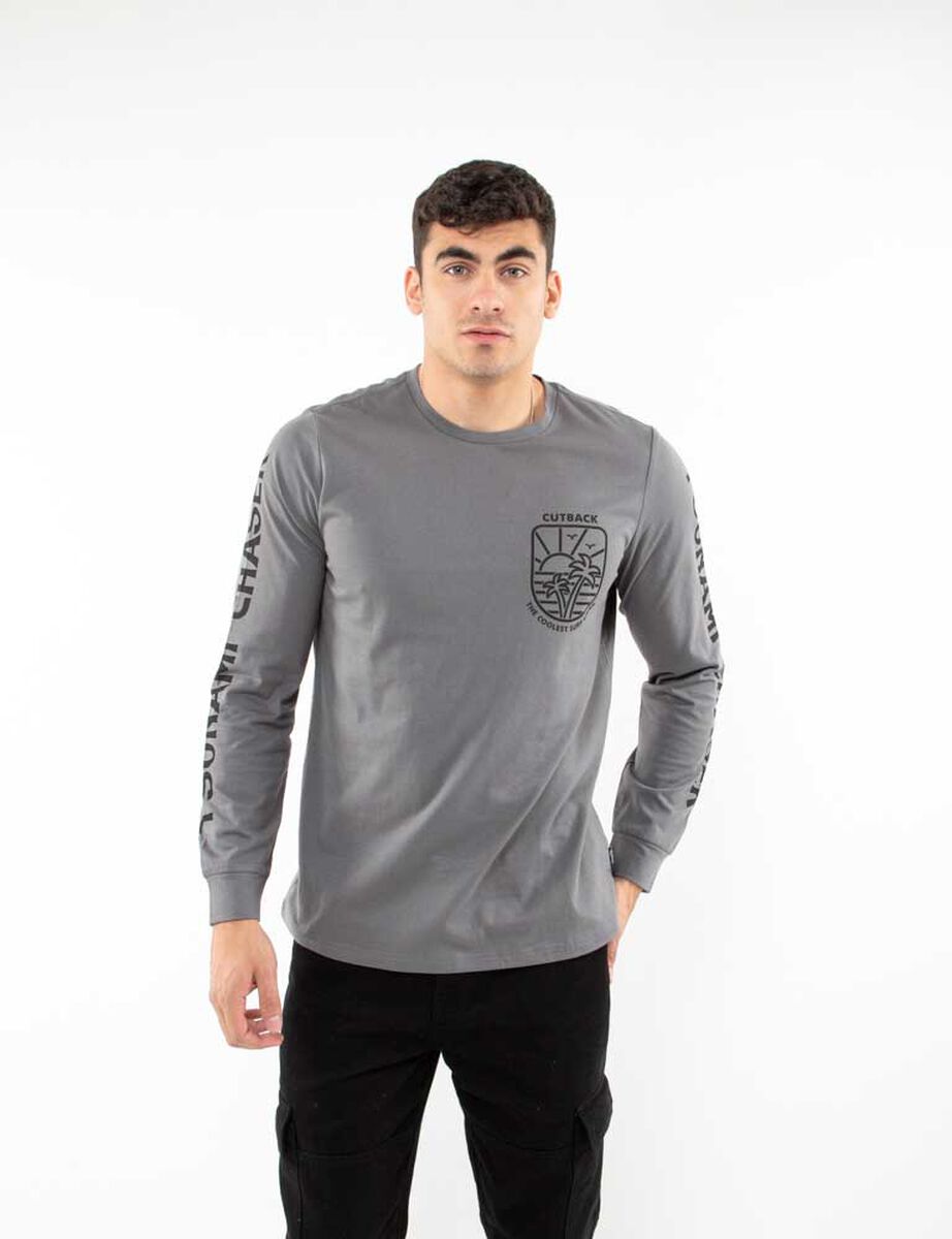 Polera Con Estampado Manga Larga Hombre Cutback