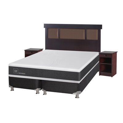 Imagen 2 del producto Box Spring CIC Base Dividida 2 Plazas New Ortopedic + Respaldo + 2 Veladores New Dublin