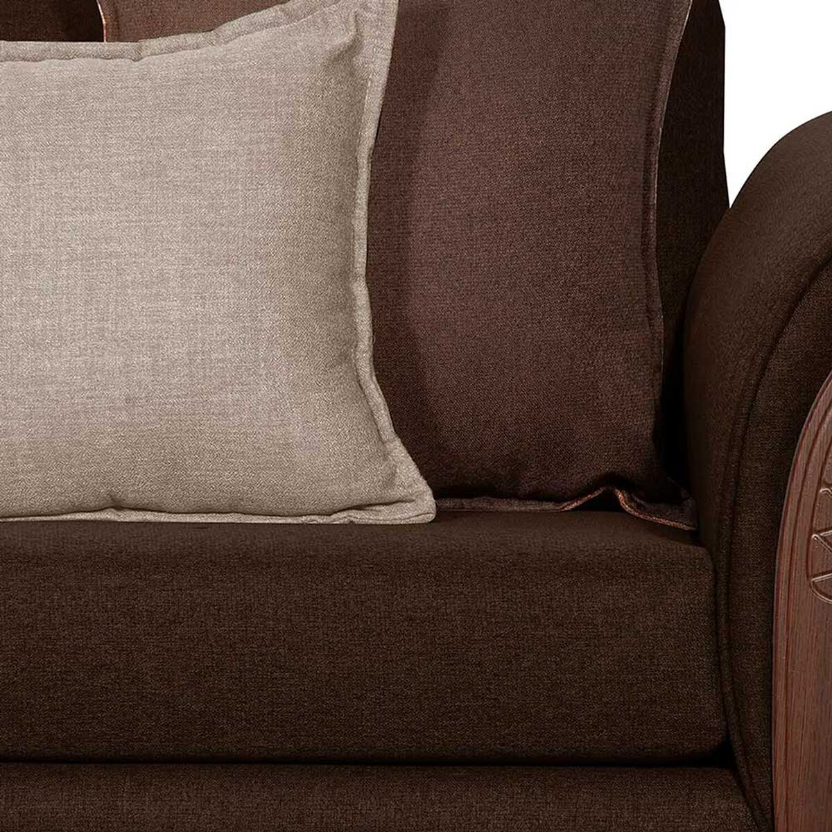 Juego de Living Ruzam Mobel Marsella Sof&aacute; 3 Cuerpos + Dos Sillones 1 Cuerpo Lino Caf&eacute;